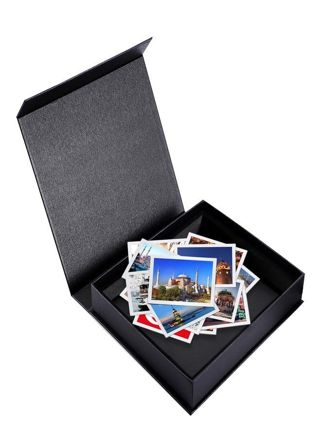 HingoFuni Decorative Photo Storage Box with Lid, 8x10 inch Black Photo Organizer Perfect to Store Your Pictures, Documents, Scrapbooking Supplies, Keepsakes and Other Memories in Style - Image 1